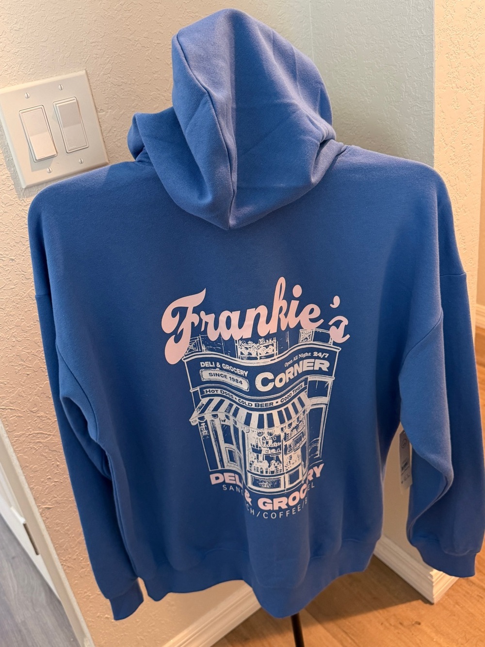 No Boundaries Blue Graphic Hoodie with White Frankie’s Corner Artwork Unisex
